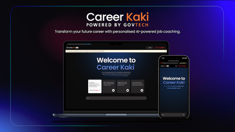 Illustration of a laptop and mobile phone with Career Kaki website opened in the background.